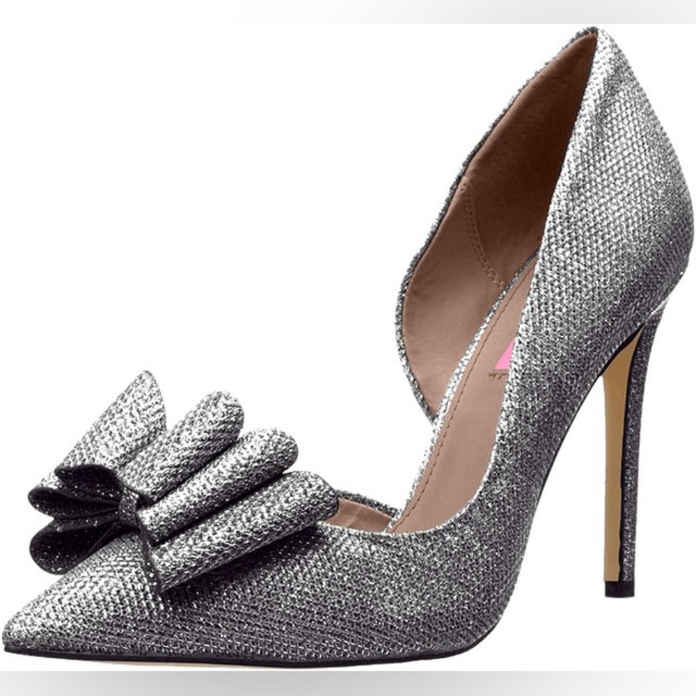 Betsey Johnson Prince Metallic Pewter Sparkle Pump 9